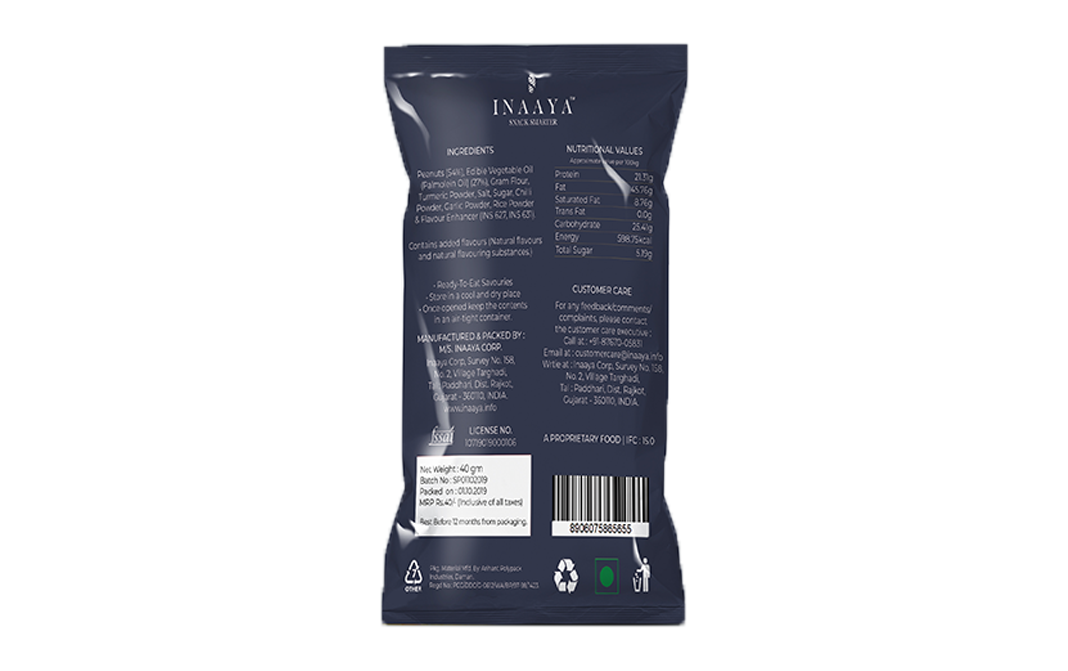 Inaaya Sriracha Peanuts    Pack  40 grams